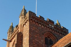 Colne Engaine - St Andrew Tower  Elaborate Tudor brickwork in the tower : Church, Essex, Colne, C16, Tudor