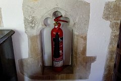 Frinton-on-Sea - St Mary - Holy Smoke ?  Original 14th century Fire Extinguisher, resting, as it has done for centuries, in its purpose-built alcove. : Church, Essex, Frinton, St Mary, Old, C14, C16, Medieval