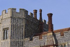 St Osyth - Priory Chimneys  Detail of the brickwork and decorative finish of the late 15th century priory gatehouse : Architecture, Church, Essex, Tudor, Chimney, Brickwork, St Osyth Tudor, C15