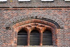 Tolleshunt Major - St Nicholas - Detail  Detail of bell chamber windows - elegantly constructed red Tudor brick. : Church, Essex, Tolleshunt, Major, St Nicholas, C15, Tudor
