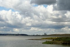View of the City from Purfleet : Purfleet, Essex, industrial, Thames, river